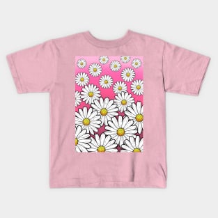 Daisy pattern on a cute pink background Kids T-Shirt